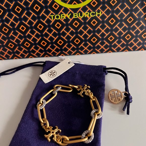 Tory Burch Roxanne Chain PavÉ Gold Bracelet - Picture 8 of 13